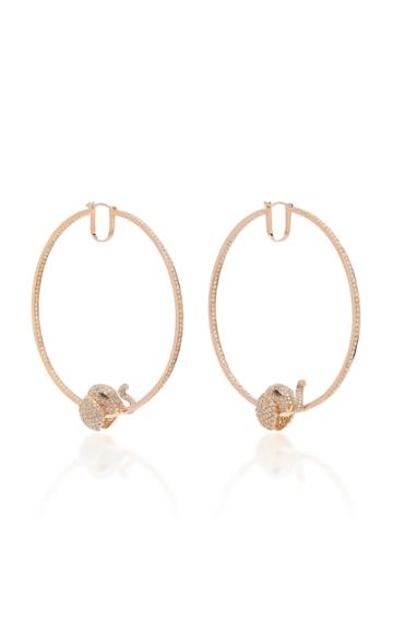 Ofira Large White Diamond Elephant Hoop Earrings