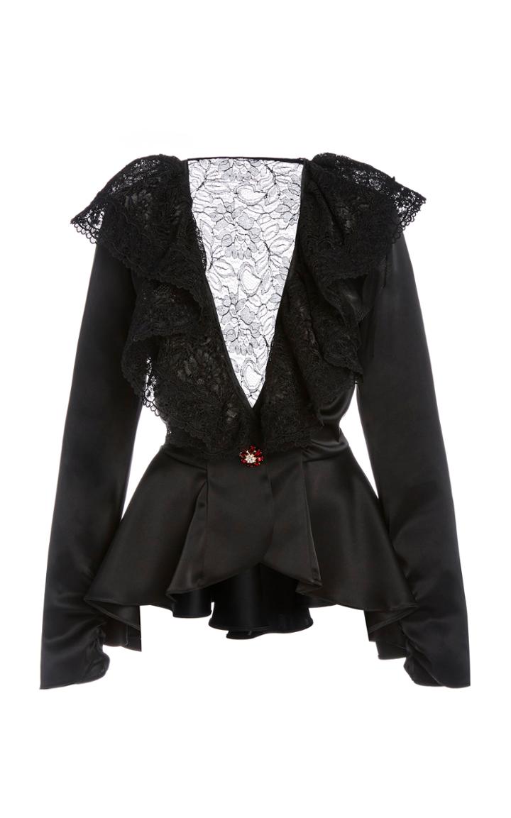 Moda Operandi Rodarte Ruffled Satin Wrap Top