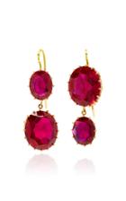 Renee Lewis One-of-a-kind Gold Antique Synthetic Ruby Earrings