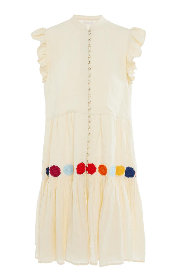 Carolina K Anna Embroidered Linen Dress