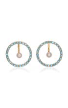Mateo Gold, Blue Topaz And Floating Diamond Earrings