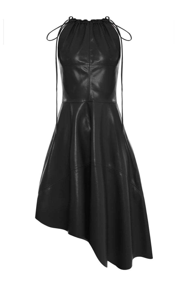 Moda Operandi George Keburia Sanremo Asymmetric Vegan Leather Midi Dress