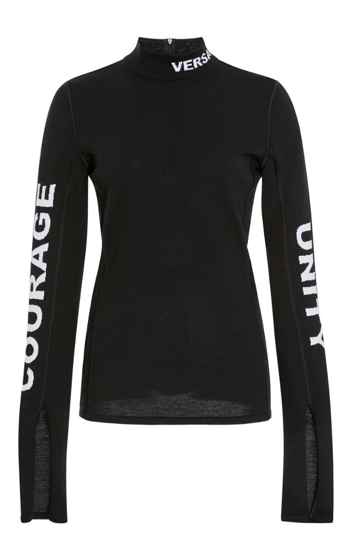 Versace Mock Neck Slim Knit Top
