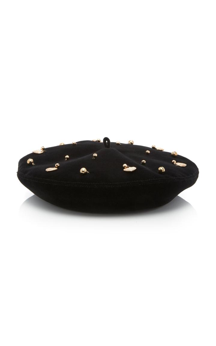 Eric Javits Arrive Embellished Velvet Beret