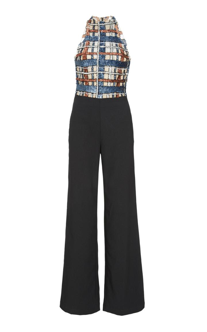 Patbo Plaid Beaded Jumpsuit