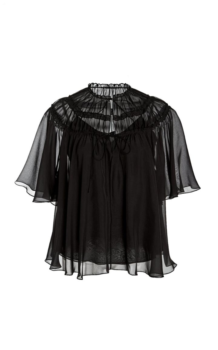 Noon By Noor Allentown Gathered Tie-front Silk Top