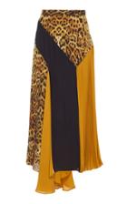 Cushnie Asymmetric Colorblocked Silk Skirt