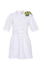 Msgm Lurex Check Tweed Puff Sleeve Dress