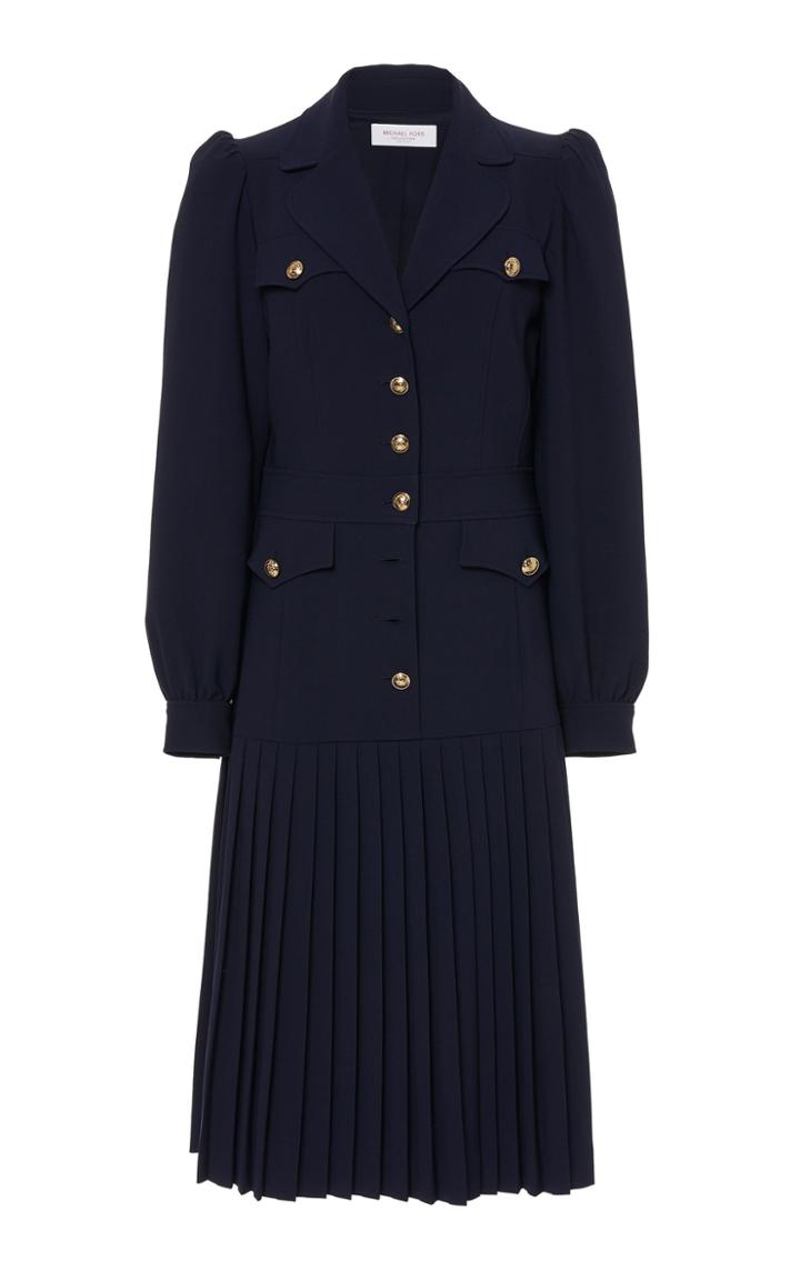 Moda Operandi Michael Kors Collection Pleated Wool Serge Military Dress Size: 0