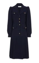 Moda Operandi Michael Kors Collection Pleated Wool Serge Military Dress Size: 0