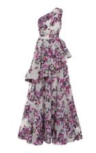 Moda Operandi Pamella Roland Draped Double-layer Floral-print Chiffon Dress Size: 0