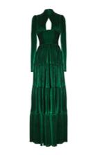 Rasario Long Sleeve Cut Out Front Velvet Gown