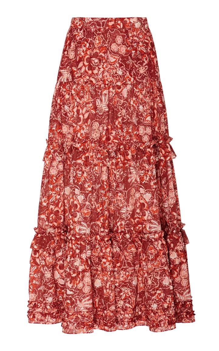 Ulla Johnson Amalia Floral-print Cotton-blend Midi Skirt