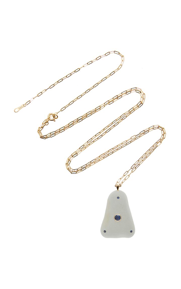 Cvc Stones Atlantic 18k Gold Beach Stone And Sapphire Necklace
