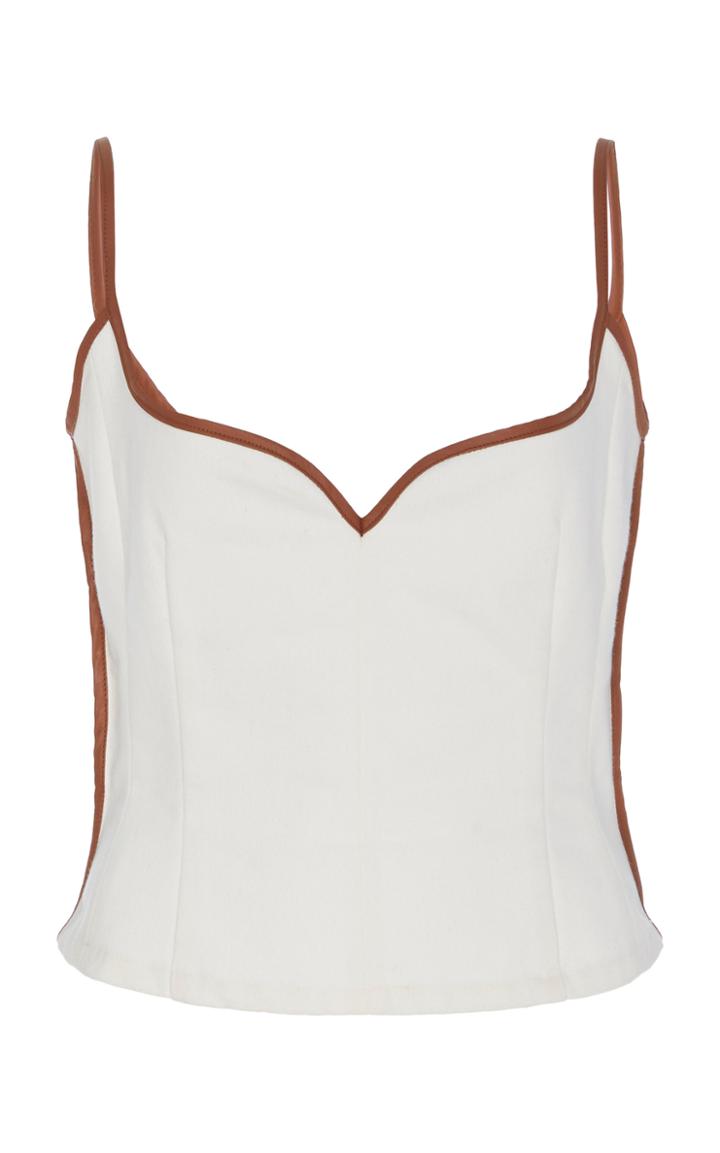 Paris Georgia Specialorder-heart Leather-trimmed Cotton Tank Top-cz