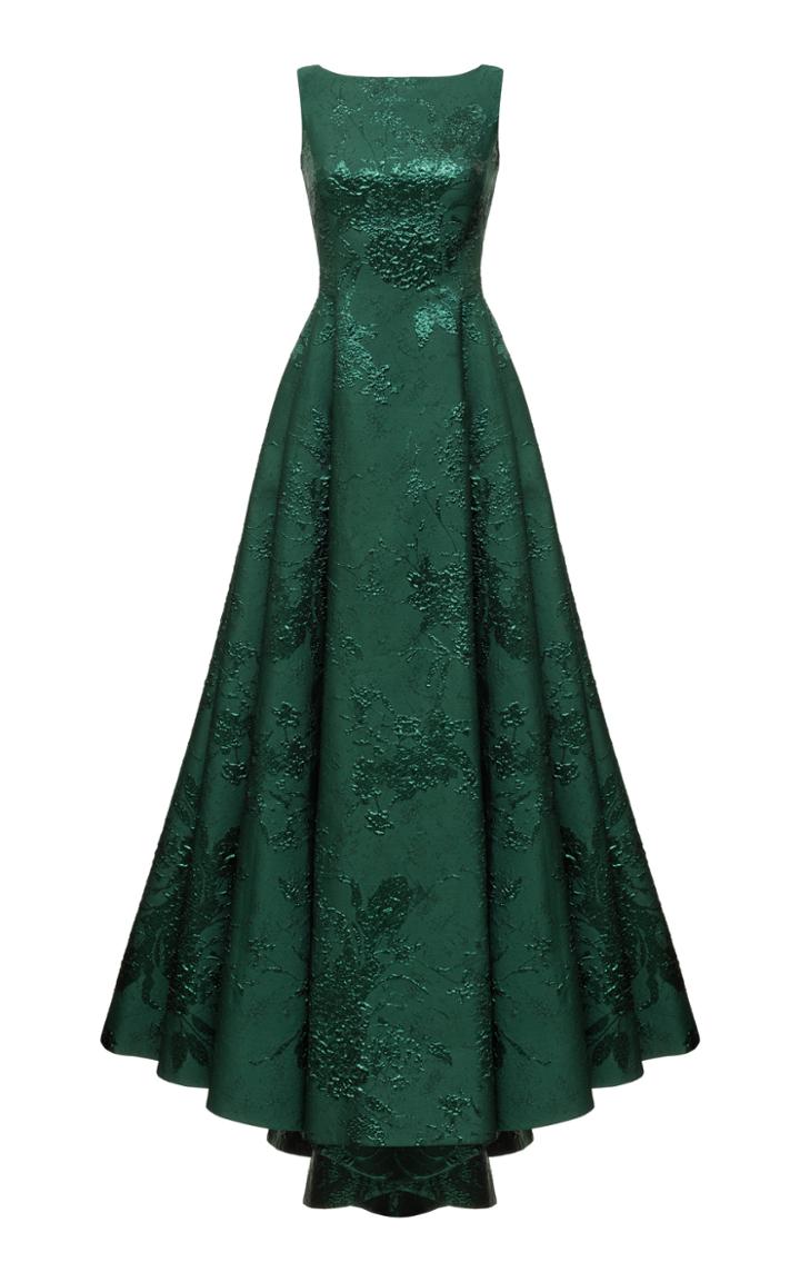 Moda Operandi Rasario Open-back Jacquard Maxi Dress