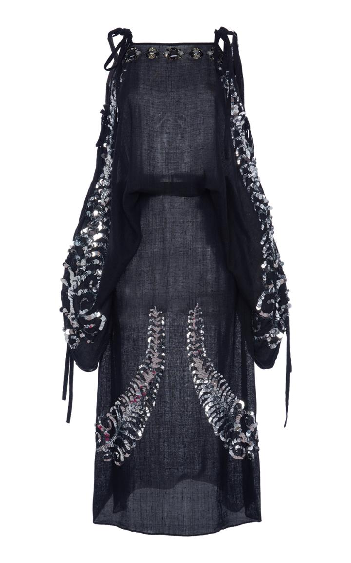 Moda Operandi Prada Sequined Silk Cold-shoulder Midi Dress Size: 36