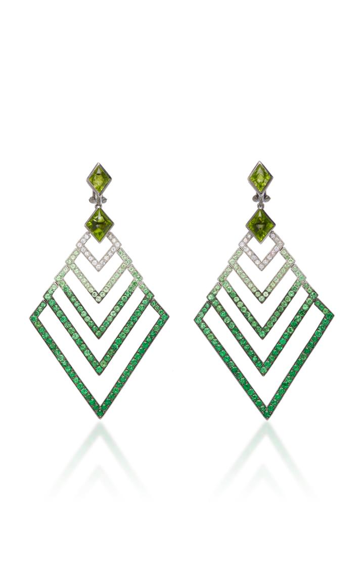 Lynn Ban Jewelry Pyramid Ombre Convertible Chandelier Earrings