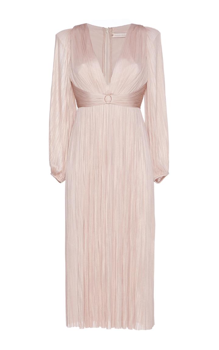 Maria Lucia Hohan Enora Long Sleeve Metallic Silk Dress