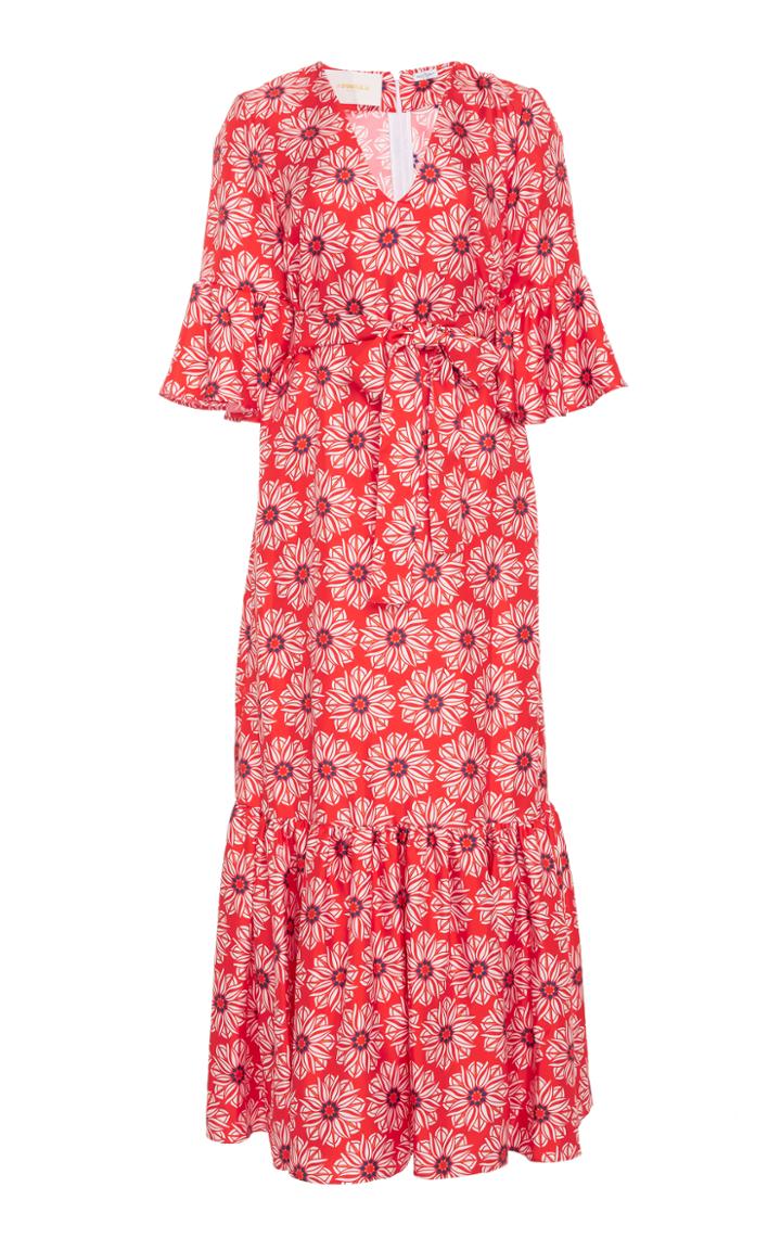 La Doublej V Curly Swing Crepe Wrap Dress