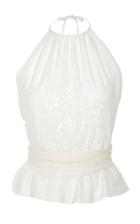 Lila Eugenie Pleated Peplum Cotton And Silk-voile Halter Top