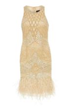 Joanna Mastroianni Racer Embroidered Dress With Feathers At Hem