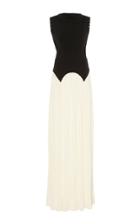 Lela Rose Two-tone Bead-embellished Crepe Gown