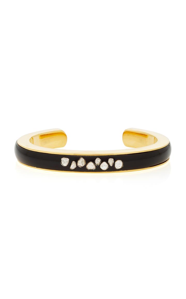 Ashley Pittman Dark Horn Diamond Inlay Naomi Skinny Cuff