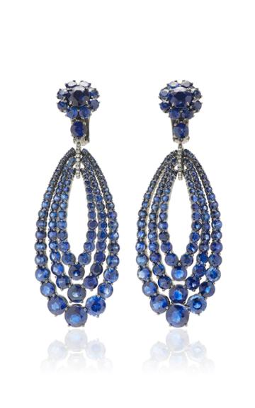 Moda Operandi Stephen Russell One Of A Kind 18k Blackened Gold & Sapphire Earrings