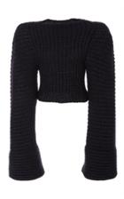 Brandon Maxwell Voluminous Sleeve Cropped Sweater