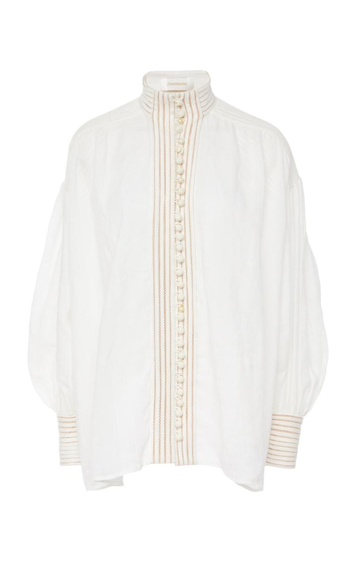 Zimmermann Corsage Embroidered Linen Top