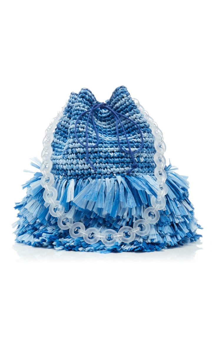 Carolina Santo Domingo Corallina Large Raffia Bucket Bag