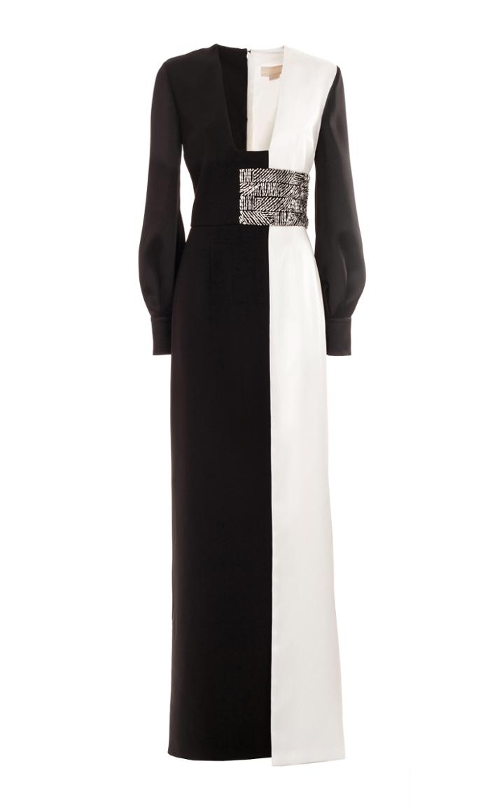 Genny Black And White Floor Length Gown