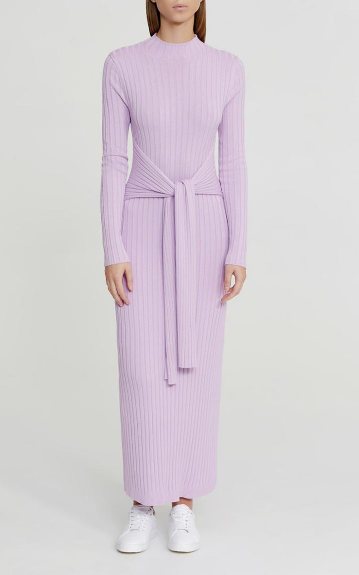 Moda Operandi Significant Other Ariana Ribbed-knit Belted Midi Dress