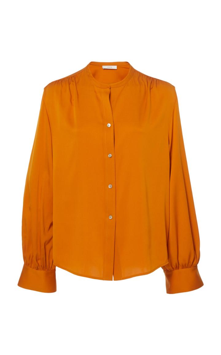 Vince Gathered Stretch-silk Top