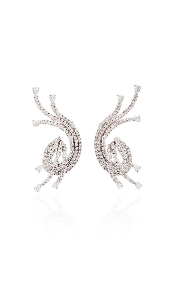 Yeprem Curved Inside Out 18k White And Diamond Crawler Earrings