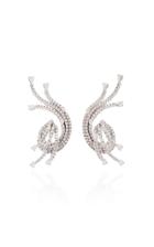 Yeprem Curved Inside Out 18k White And Diamond Crawler Earrings
