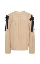Molly Goddard Blanche Ribbon-detailed Pointelle-knit Wool Sweater