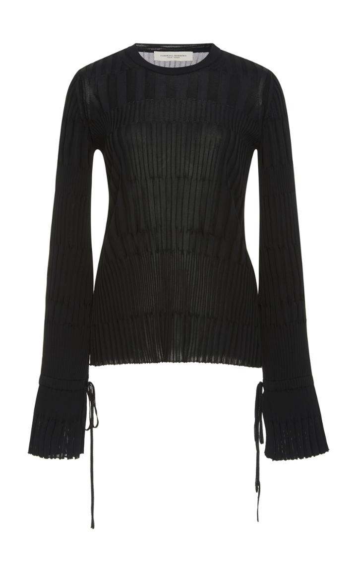 Carolina Herrera Tie Cuff Crepe Blouse