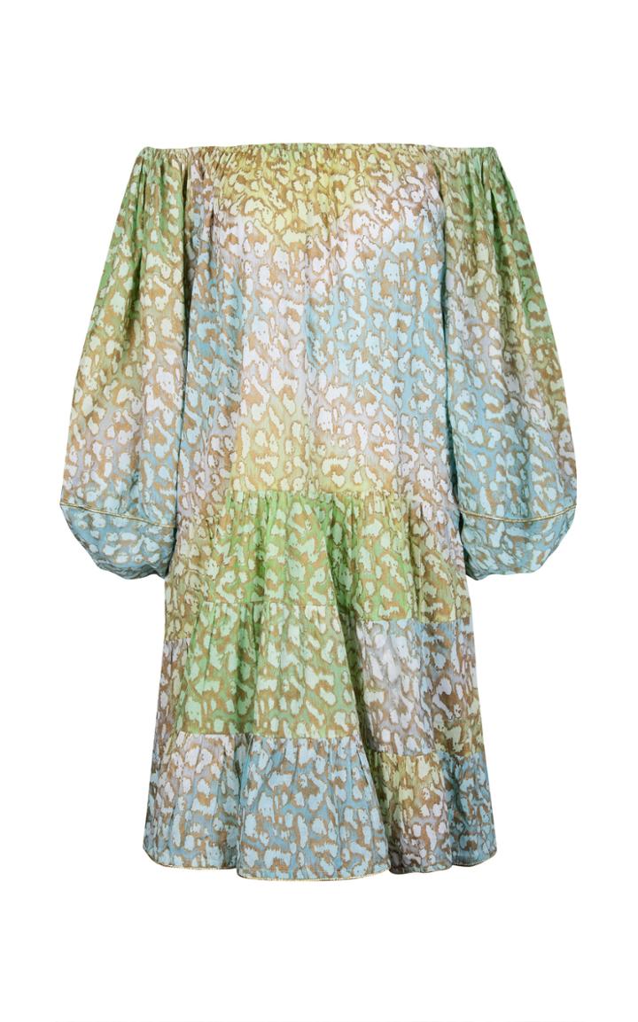 Moda Operandi Juliet Dunn Tie-dyed Leopard Cotton Off-the-shoulder Mini Dress