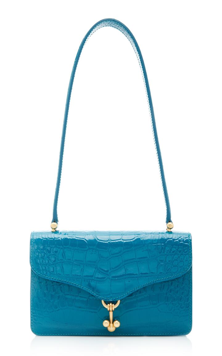 Edie Parker Ballbuster Croc Embossed Leather Bag