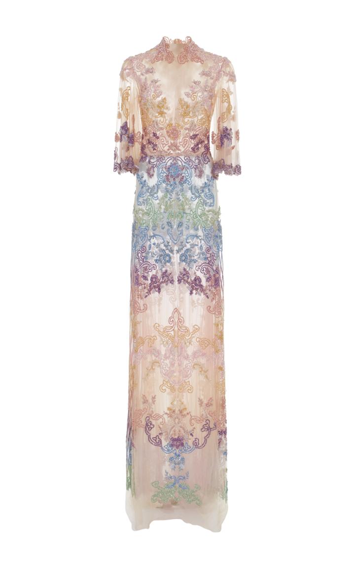 Marchesa Degrad Beaded Tulle Gown