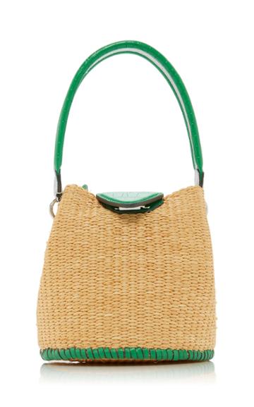 Danse Lente Josh Extra-small Leather-trimmed Raffia Bag