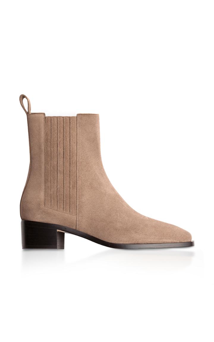 Aeyde Neil Stack-heeled Suede Booties