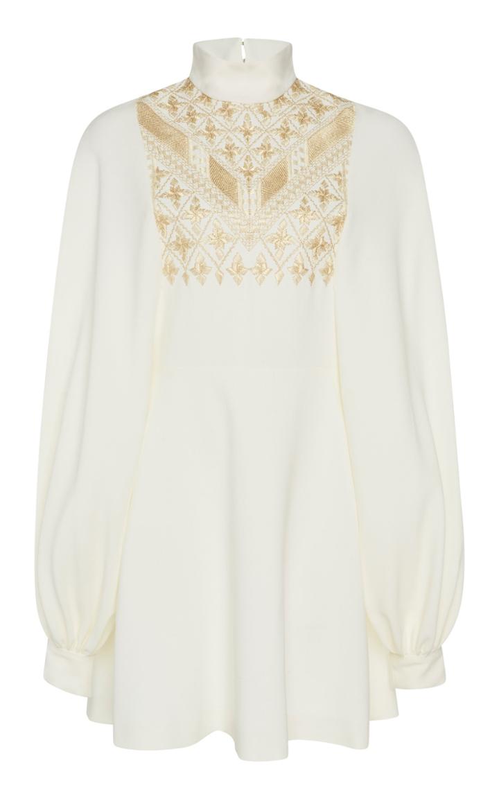 Giambattista Valli High Neck Metallic Embroidered Mini Dress