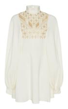 Giambattista Valli High Neck Metallic Embroidered Mini Dress