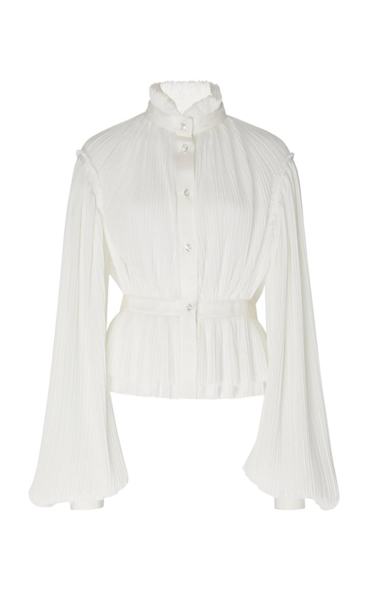 Moda Operandi Unttld High Neck Pleated Long Sleeve Blouse Size: 2