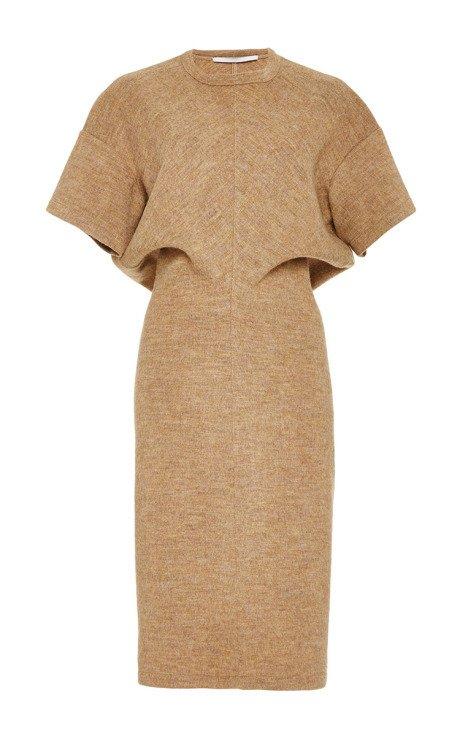 Rosetta Getty Fluid Wool Melton Interlock Torqued T-shirt Dress