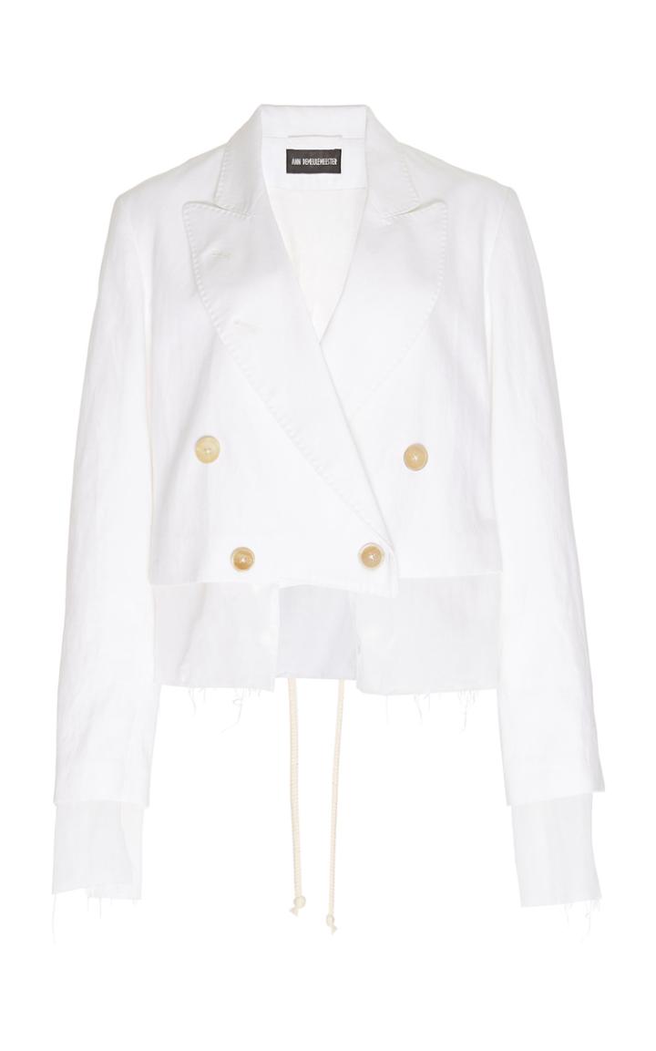 Ann Demeulemeester Distressed Cotton And Linen-blend Cropped Blazer