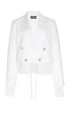Ann Demeulemeester Distressed Cotton And Linen-blend Cropped Blazer